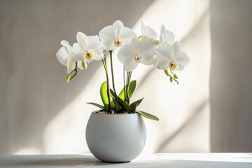Blooming Flowers in a Sleek and Refined Design Planter.