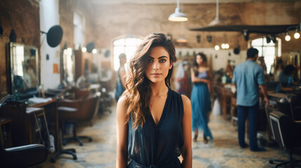 Young confident indian female salon owner..