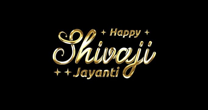 Happy Shivaji Jayanti. Animation text of Handwritten modern calligraphy animated with alpha channel. Great for video opening elements and celebration of Shivaji Jayanti. Transparent background