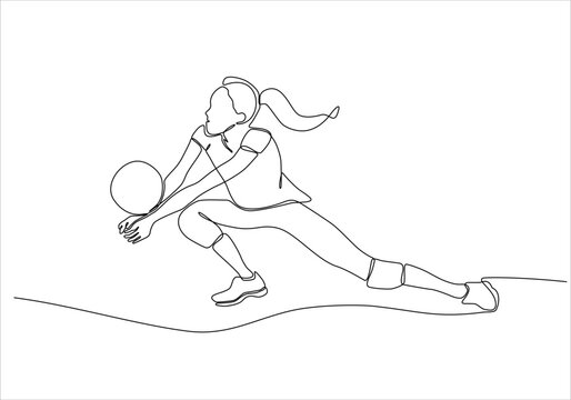 single line volleyball player action clip art preview