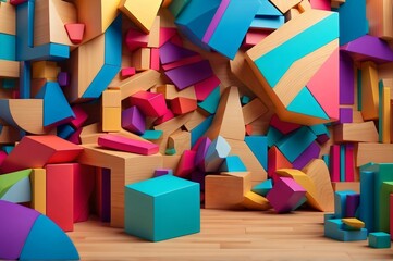 Vivid Visions: AI-Rendered Blocks Burst with Color & Creativity