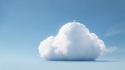 3D White Cloud Isolated on Blue Background