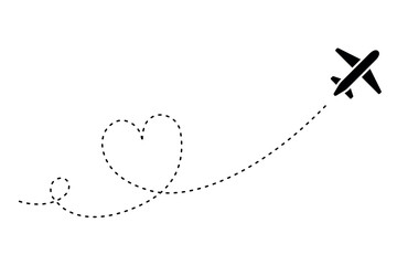 Dotted line heart shape plane route