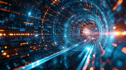 Obraz premium Technology background or banner relating to digital, connectivity, simulation, hologram, data, ai, Generative AI