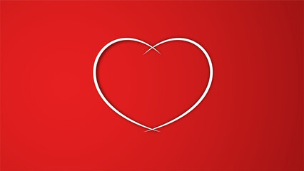 white line heart shape valentines day festival. on the red background.