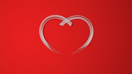 white line heart shape valentines day festival. on the red background.
