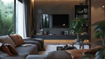 modern living room with tv