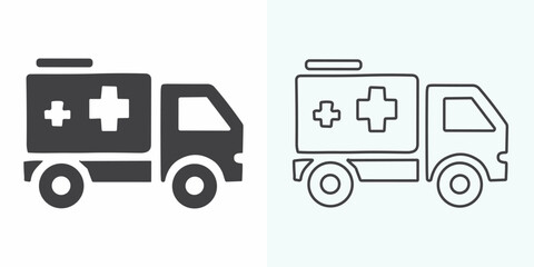 Ambulance icon on white background. illustration of a silhouette of ambulance on an isolated white background