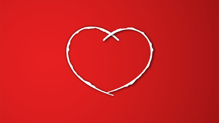 white line heart shape valentines day festival. on the red background.