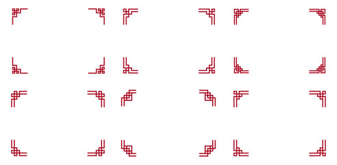 Chinese New Year Asian corner frame border line Red Knot vector art lunar new year oriental decorative set traditional graphic design ornaments