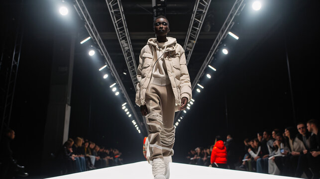 fashion show with topmodels walking on molo
