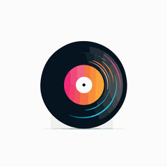 Obraz premium Vinyl record in cartoon, doodle style. Image for t shirt. Isolated 2d vector illustration in logo, icon, sketch style, Eps 10. AI Generative