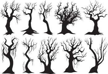 Set Trees. Hand drawn vector illustration