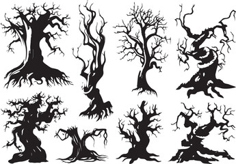 Set Trees. Hand drawn vector illustration
