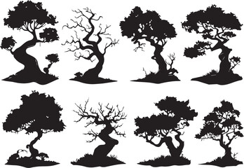 Set Trees. Hand drawn vector illustration