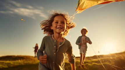 Children Playing with Kite