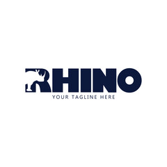 vector logo icon of rhino in writing