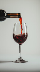 red wine is poured into a glass