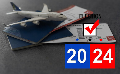 USA presidential election 2024. American flag background. illustration.