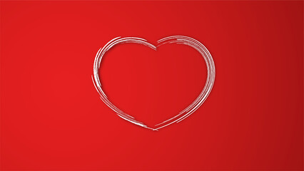 white line heart shape valentines day festival. on the red background.