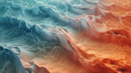 Vibrant clash of ocean waves and desert sands, symbolizing the meeting of two worlds in an abstract art form