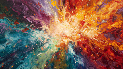 Abstract watercolor painting vibrant burst of colors wallpaper background