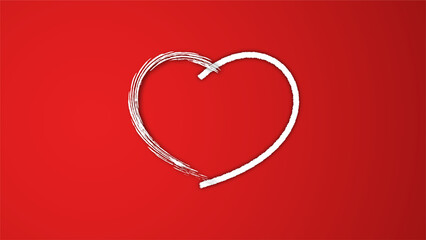 white line heart shape valentines day festival. on the red background.