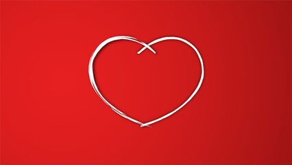 white line heart shape valentines day festival. on the red background.