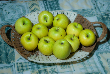 green apples in a basket