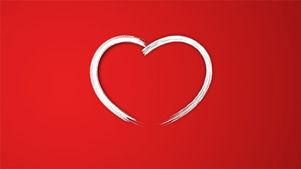 white line heart shape valentines day festival. on the red background.
