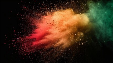 Black history month background.Colored powder explosion generated by ai