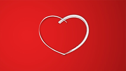 white line heart shape valentines day festival. on the red background.