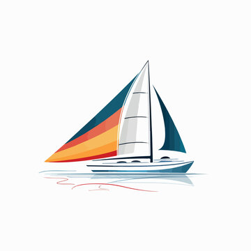 Catamaran in cartoon, doodle style. Image for t shirt. Isolated 2d vector illustration in logo, icon, sketch style, Eps 10. AI Generative