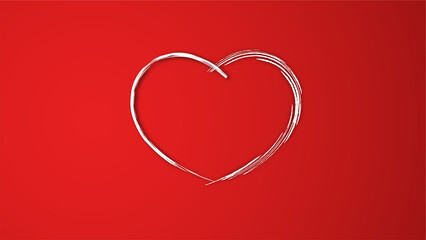 white line heart shape valentines day festival. on the red background.