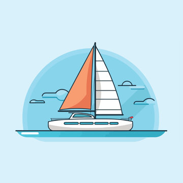 recommend clip art: Catamaran in cartoon, doodle style. Image for t shirt. Isolated 2d vector illustration in logo, icon, sketch style, Eps 10. AI Generative
