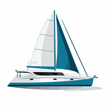 recommend clip art: Catamaran in cartoon, doodle style. Image for t shirt. Isolated 2d vector illustration in logo, icon, sketch style, Eps 10. AI Generative