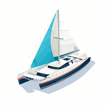 recommend clip art: Catamaran in cartoon, doodle style. Image for t shirt. Isolated 2d vector illustration in logo, icon, sketch style, Eps 10. AI Generative