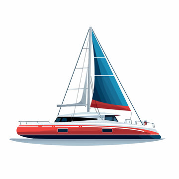 recommend clip art: Catamaran in cartoon, doodle style. Image for t shirt. Isolated 2d vector illustration in logo, icon, sketch style, Eps 10. AI Generative