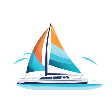 recommend clip art: Catamaran in cartoon, doodle style. Image for t shirt. Isolated 2d vector illustration in logo, icon, sketch style, Eps 10. AI Generative