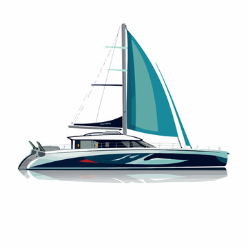 recommend clip art: Catamaran in cartoon, doodle style. Image for t shirt. Isolated 2d vector illustration in logo, icon, sketch style, Eps 10. AI Generative