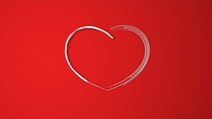 white line heart shape valentines day festival. on the red background.