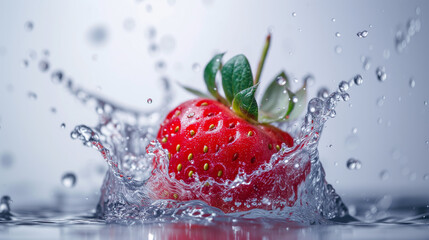 Strawberry falling into water - 727753692