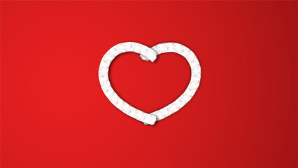 white line heart shape valentines day festival. on the red background.