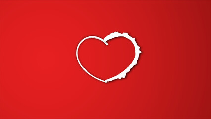 white line heart shape valentines day festival. on the red background.