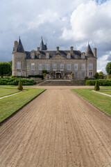 Chateau de Kergrist, France. Medieval estate house with normandy turreted towers.