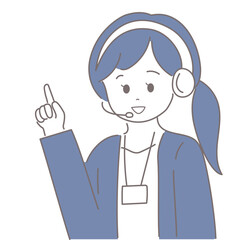 オペレーターの女性が指をさしているイラスト