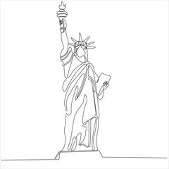 Statue of Liberty continuous line illustration