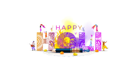 Creative vector illustration for Indian Holi festival celebration. Holi festival traditional Color fun dance and party banner poster template backgroun. Splash of colorful gulal background.