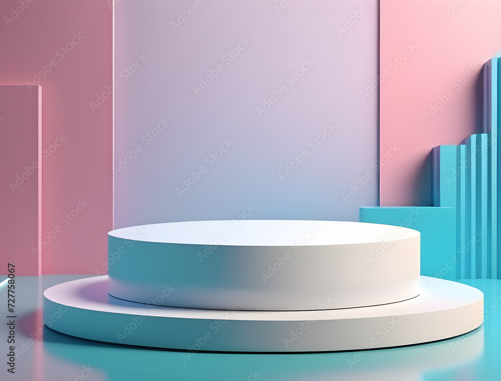 Aufkleber 3d-rendered-podium-technology-inspired-design-floating-on-an-abstract-background-minimalist