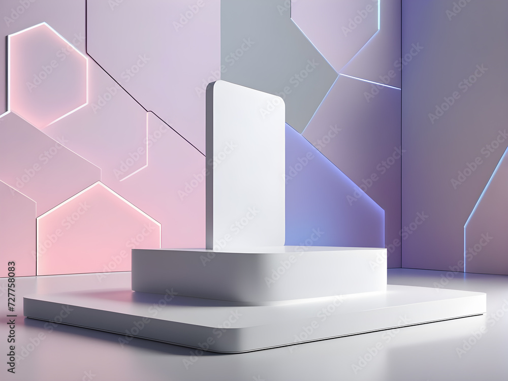 Aufkleber 3d-rendered-podium-technology-inspired-design-floating-on-an-abstract-background-minimalist